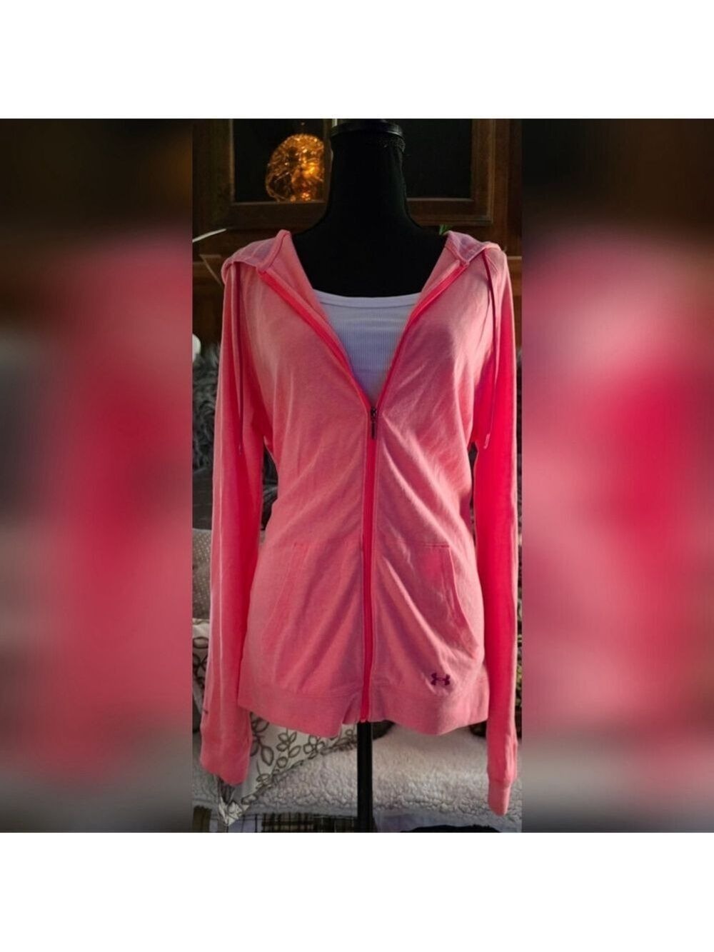 Under Armour Orange Pink Zip Up Hoodie